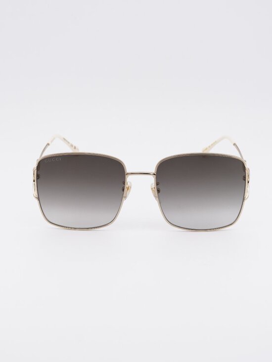 Gucci GG1018SK 003 Sunglasses Gold Square Frame, Brown Lenses main image 11